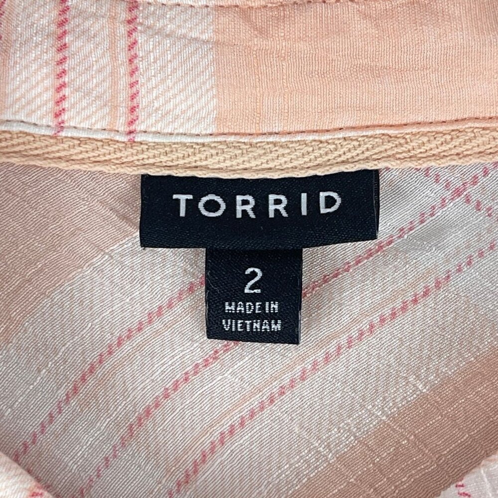 Torrid Plaid Pink Lindsay Drop Shoulder Button-Down Shirt Womens Plus Size 2X - Picture 13 of 16